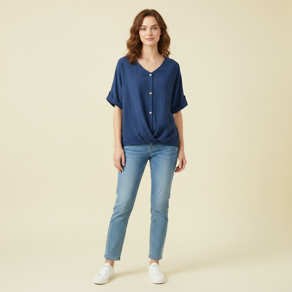Elegant V-Neck Blouse | Women's Fashion Top
