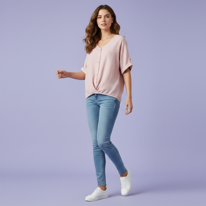 Elegant V-Neck Blouse | Women's Fashion Top