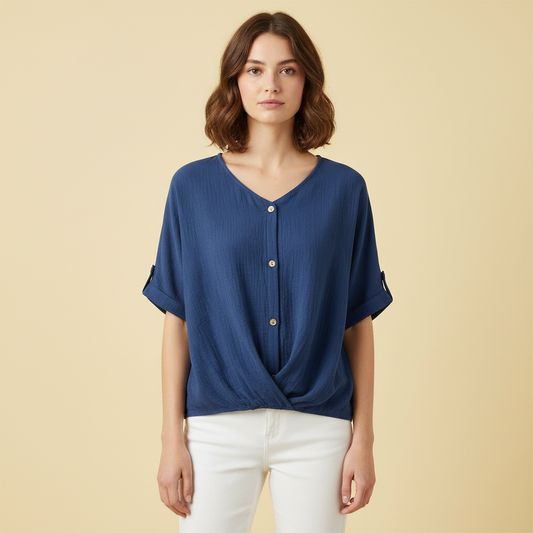 Elegant V-Neck Blouse | Women's Fashion Top