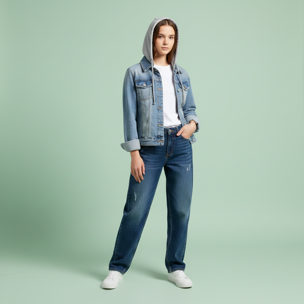 Denim Jacket with Removable Hood | Women's Casual Jacket