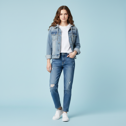 Denim Jacket with Removable Hood | Women's Casual Jacket
